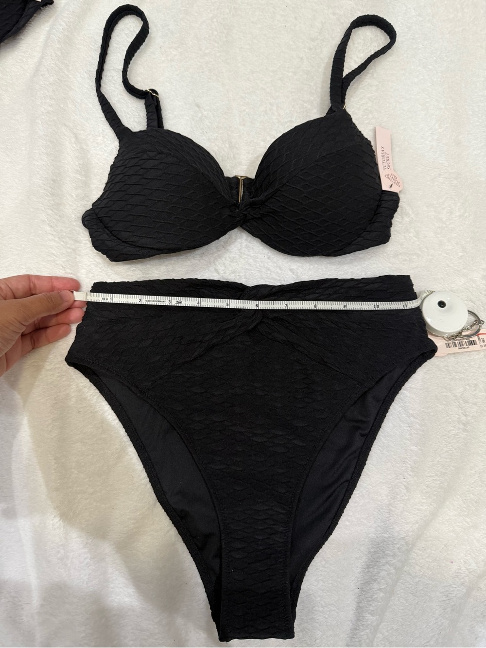 Victoria's Secret Black Textured Bikini Set32B/xs - Picture 2 of 8